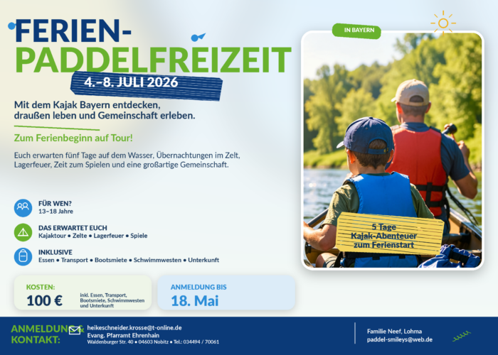 Ferien- Paddelfreizeit  4. Juli- 8. Juli 2026